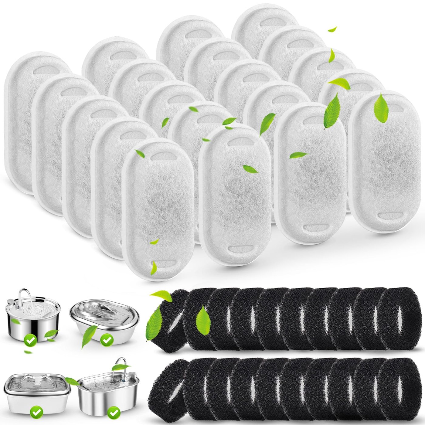 SORON Filters for 67 oz to 135 oz Stainless Steel Pet Fountains